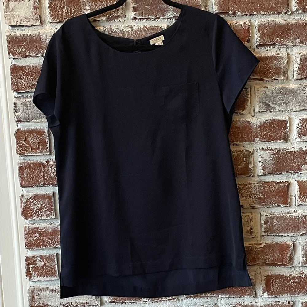 J. Crew Navy Short Sleeve Blouse Top